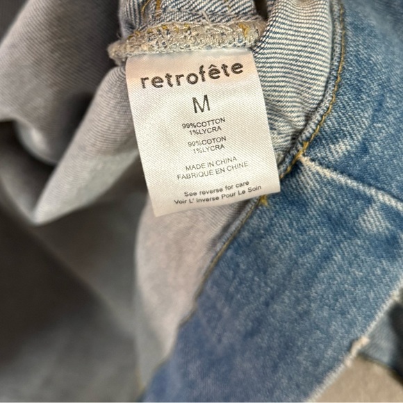 REVOLVE Retrofete Lema Denim dress Western Puff Sleeve size Medium H28 - Picture 11 of 13